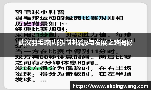 武汉羽毛球队的精神探源与发展之路揭秘